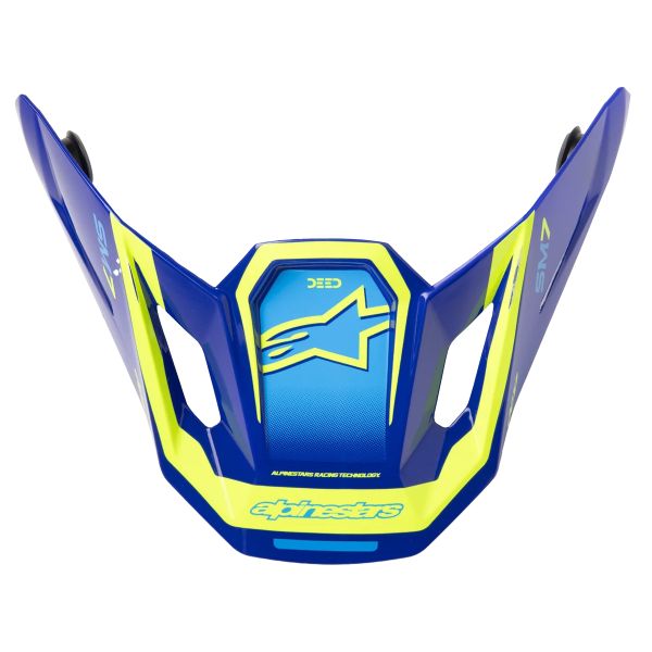 Pezzi di ricambio per casco Alpinestars S-M7 Visiera Deed Blu Giallo Fluo Lucido Pezzi di ricambio per casco Alpinestars S-M7 Visiera Deed Blu Giallo Fluo Lucido