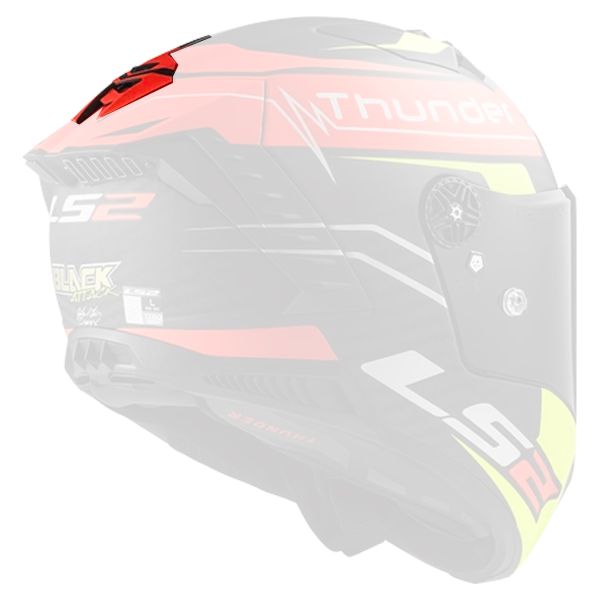 Pezzi di ricambio per casco LS2 Ventilazione posteriore Thunder C Attack Rosso opaco H-V Giallo FF805