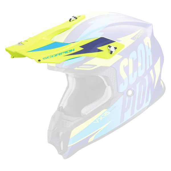 Pezzi di ricambio per casco Scorpion VX-16 Peak - VX-16 Evo Air Slanter Blu opaco Giallo neon