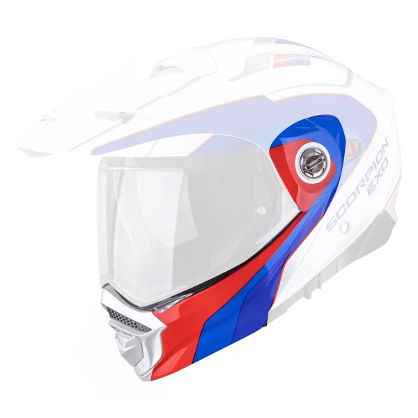 Pezzi di ricambio per casco Scorpion Mentoniera ADX-2 Kamps Bianco Rosso Blu