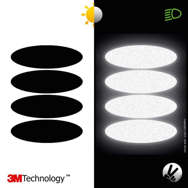 VFLUO Strisce Riflettenti Nere Ovali