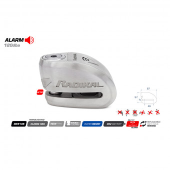Radikal Bloccadisco Allarme SRA Inox Diametro 14
