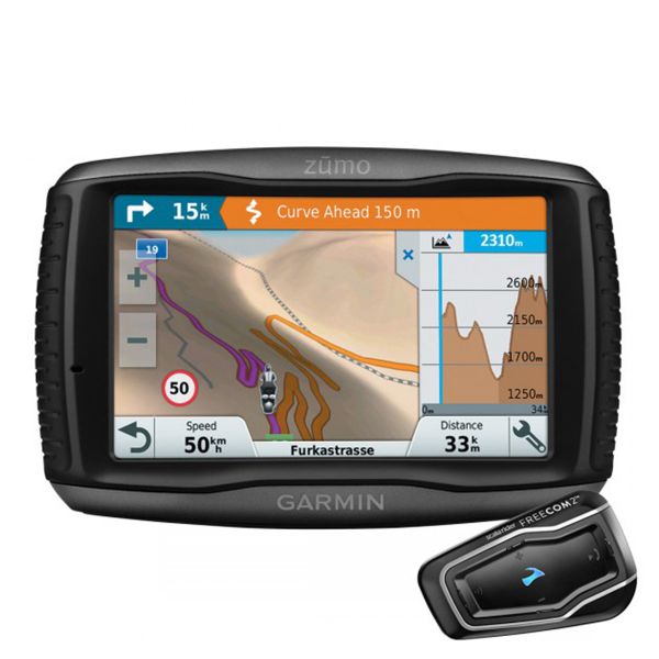 GPS-Navigatori Garmin Zumo595 Travel Edition et Scala Rider Freecom 2