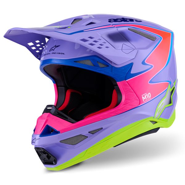 Cross Alpinestars S-M10 Jett Lawrence R01 Viola Rosa FL Giallo Fluo Lucido
