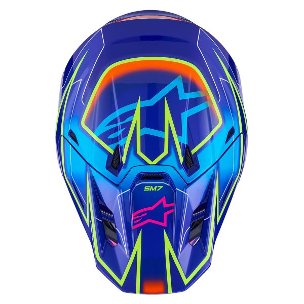 Alpinestars S-M7 Blu fuso Rosa Giallo fluo lucido