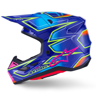 Alpinestars S-M7 Blu fuso Rosa Giallo fluo lucido