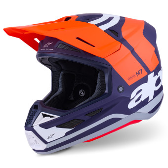 Casque Cross Alpinestars S-M7 Core Arancione Blu Opaco Casque Cross Alpinestars S-M7 Core Arancione Blu Opaco