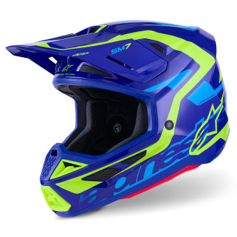 Cross Alpinestars S-M7 Deed Blu Giallo Fluo Lucido