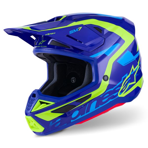 Cross Alpinestars S-M7 Deed Blu Giallo Fluo Lucido Cross Alpinestars S-M7 Deed Blu Giallo Fluo Lucido