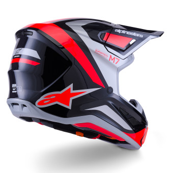 Alpinestars S-M7 Rise Nero Argento Rosso Fluo Lucido