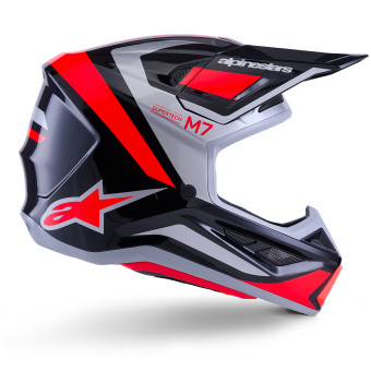 Alpinestars S-M7 Rise Nero Argento Rosso Fluo Lucido
