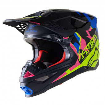 Casque Cross Alpinestars S-M8 Echo Black Blue Yellow Pink Casque Cross Alpinestars S-M8 Echo Black Blue Yellow Pink