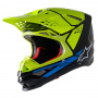 Casque Cross Alpinestars S-M8 Factory Nero Giallo Blu Fluo