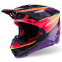 Casque Cross Alpinestars Supertech S-M10 Era Rosa Viola Giallo Fluo Lucido