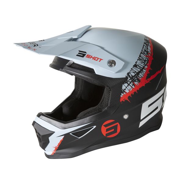 SHOT Furious Storm Black Grey Red Matt + Assault Black