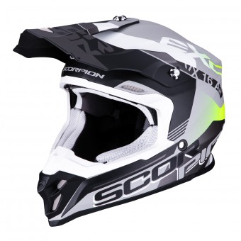 Casque Cross Scorpion VX-16 Air Arhus Argento Opaco Nero Giallo Fluo Casque Cross Scorpion VX-16 Air Arhus Argento Opaco Nero Giallo Fluo