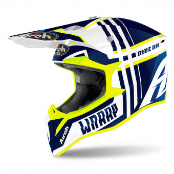 Casque Cross Airoh Wraap Broken Blue Casque Cross Airoh Wraap Broken Blue