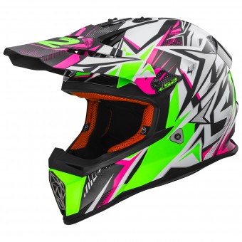 Bambini LS2 Fast Mini Strong White Green Pink MX437J