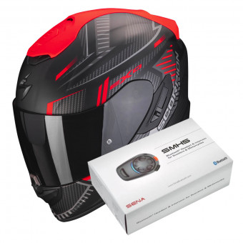Integrale Scorpion Exo 1400 Evo Air Shell Matt Black Red + Intercom Sena SMH5