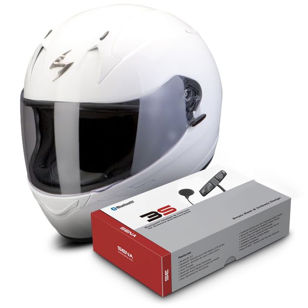 Integrale Scorpion EXO 410 Air Bianco + Sena 3S Bluetooth Kit