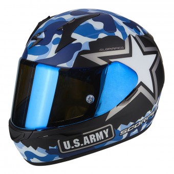 Casque Integrale Scorpion Exo 390 Army Matt Black Blue Casque Integrale Scorpion Exo 390 Army Matt Black Blue