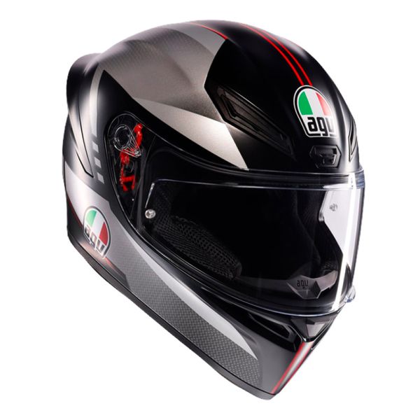 AGV K1 S Lap Matt Black Grey Red + Kit Bluetooth Lokui K30