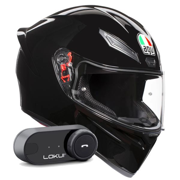 Integrale AGV K1 S Mono Black + Kit Bluetooth Lokui K30 Integrale AGV K1 S Mono Black + Kit Bluetooth Lokui K30