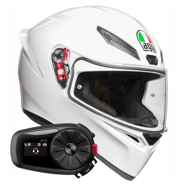 Integrale AGV K1 S Mono White + Kit Bluetooth 5S Solo