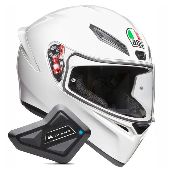 Integrale AGV K1 S Mono White + Kit Bluetooth BT Mini Integrale AGV K1 S Mono White + Kit Bluetooth BT Mini