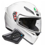Casque Integrale AGV K1 S Mono White + Kit Bluetooth BT Mini