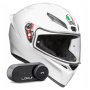Casque Integrale AGV K1 S Mono White + Kit Bluetooth Lokui K30