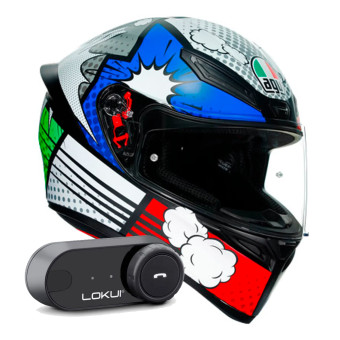 Integrale AGV K1 S Multi Bang Matt Italy Blue + Kit Bluetooth Lokui K30