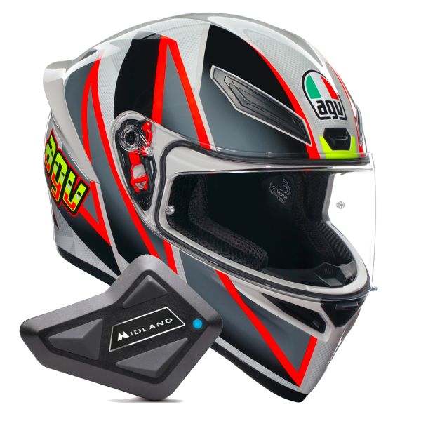 Integrale AGV K1 S Multi Blipper Grey Red + Kit Bluetooth BT Mini