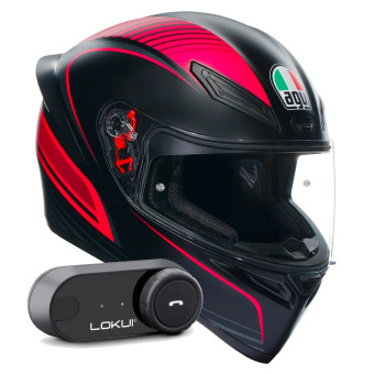Integrale AGV K1 S Multi Warmup Black Pink + Kit Bluetooth Lokui K30