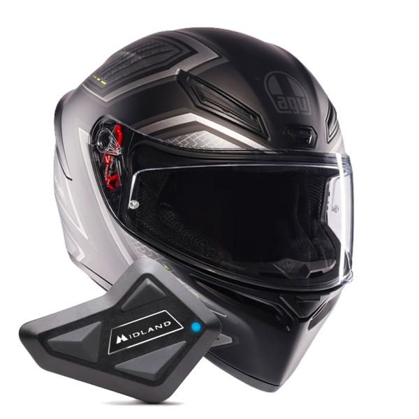 Integrale AGV K1 S Sling Matt Black Grey + Kit Bluetooth BT Mini