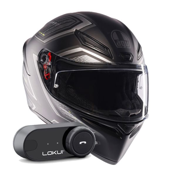 Integrale AGV K1 S Sling Matt Black Grey + Kit Bluetooth Lokui K30