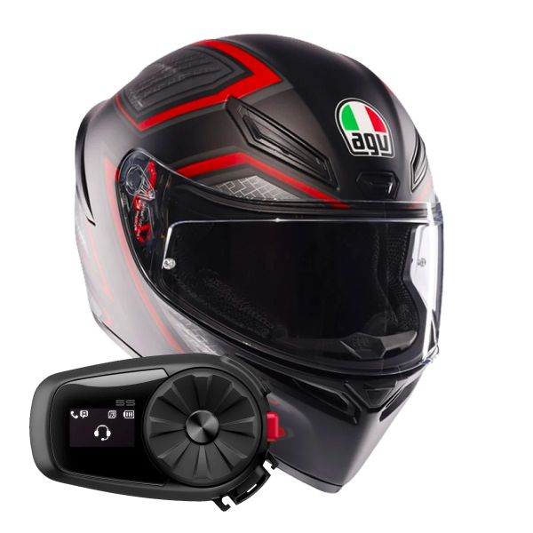 Integrale AGV K1 S Sling Matt Black Red + Kit Bluetooth 5S Solo