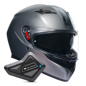 Integrale AGV K3 Mono Grey Matt + Kit Bluetooth BT Mini