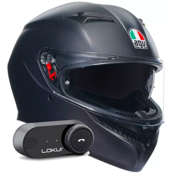 Integrale AGV K3 Mono Matt Black + Kit Bluetooth Lokui K30