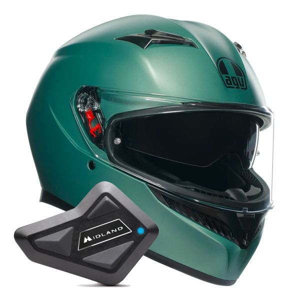 Integrale AGV K3 Mono Matt Salvage Green + Kit Bluetooth BT Mini