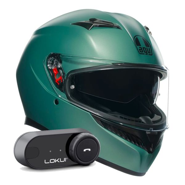 Integrale AGV K3 Mono Matt Salvage Green + Kit Bluetooth Lokui K30