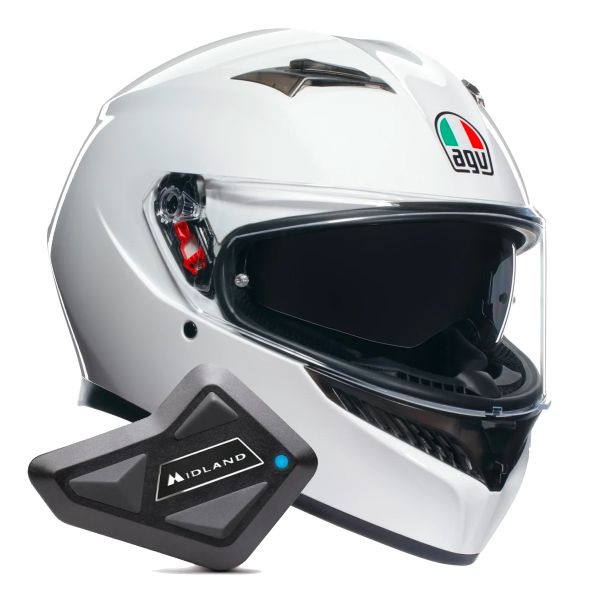 Integrale AGV K3 Mono Silk White + Kit Bluetooth BT Mini Integrale AGV K3 Mono Silk White + Kit Bluetooth BT Mini