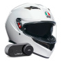 Casque Integrale AGV K3 Mono Silk White + Kit Bluetooth Lokui K30