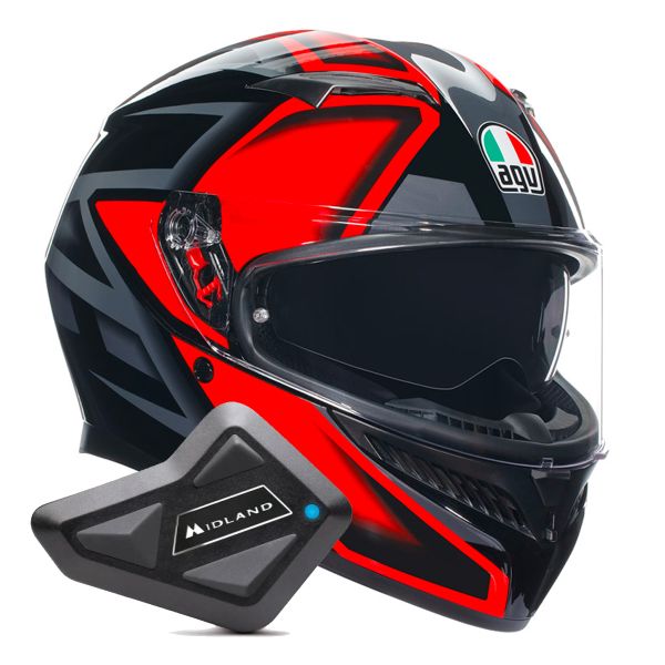 Integrale AGV K3 Multi Compound Black Red + Kit Bluetooth BT Mini