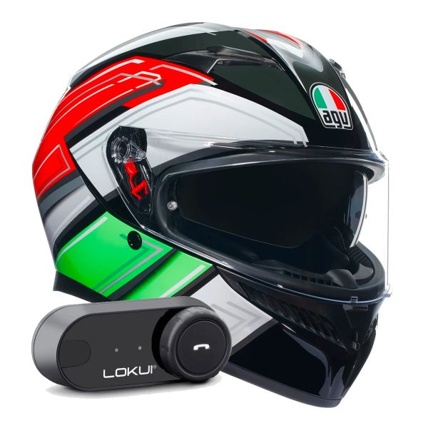 Integrale AGV K3 Multi Wing Black Italy + Kit Bluetooth Lokui K30