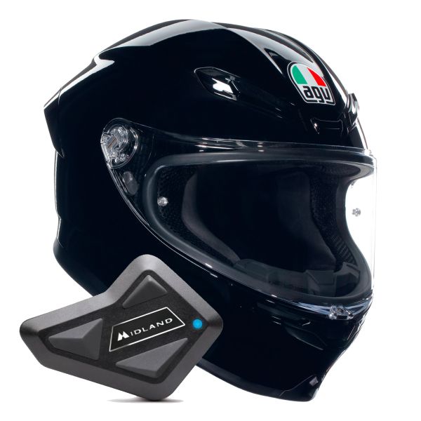 Integrale AGV K6 S Mono Black + Kit Bluetooth BT Mini Integrale AGV K6 S Mono Black + Kit Bluetooth BT Mini