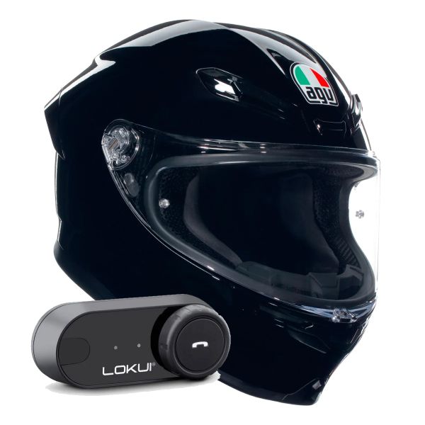 Integrale AGV K6 S Mono Black + Kit Bluetooth Lokui K30