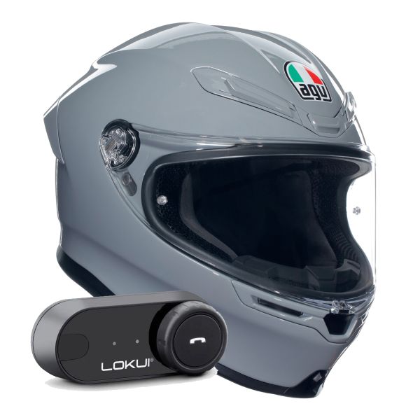 Integrale AGV K6 S Mono Nardo Grey + Kit Bluetooth Lokui K30