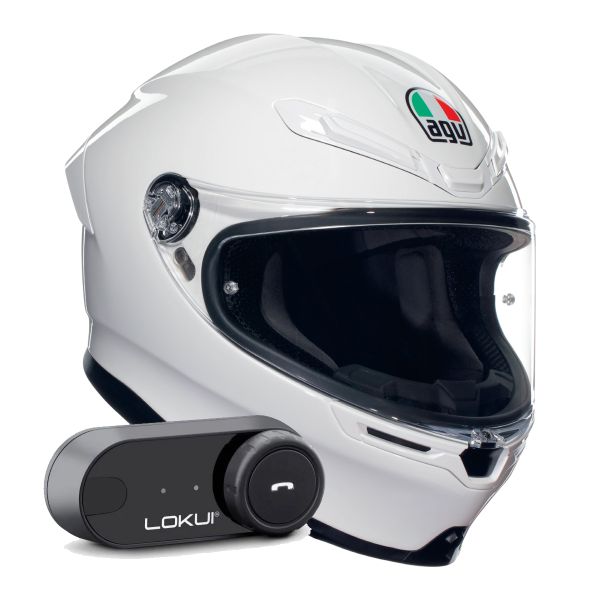 Integrale AGV K6 S Mono White + Kit Bluetooth Lokui K30 Integrale AGV K6 S Mono White + Kit Bluetooth Lokui K30