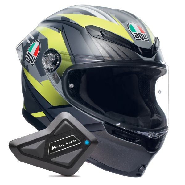 Integrale AGV K6 S Multi Excite Matt Camo Fluo Yellow + Kit Bluetooth BT Mini